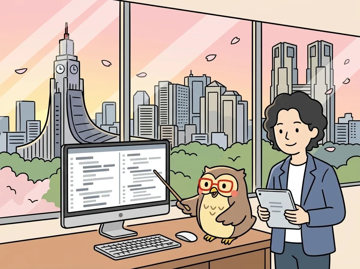 OpenAI Codex CLIとは？始め方・モデル選択・業務導入の確認のイメージイラスト：Codex CLIは、ターミナルからコードの調査・修正を依頼する開発支援ツールです。サンドボックスモードと承認ポリシーの組み合わせ、AGENTS.mdの役割、費用の記録方法まで、業務導入前に確認すべき点を整理します。