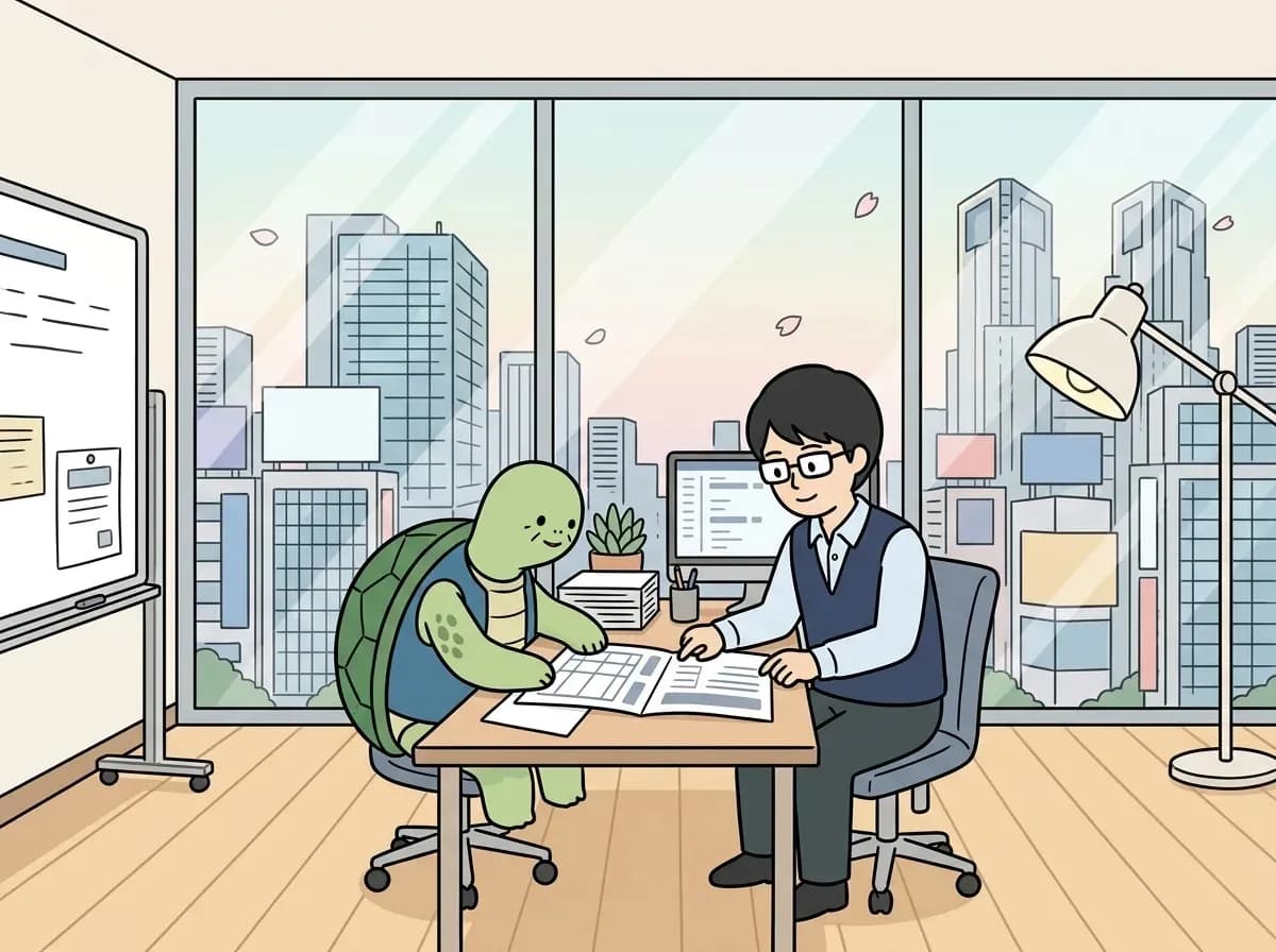 システム開発の見積書の読み方｜1時間11,000円から工程と追加条件を確認のイメージイラスト：システム開発の見積もりは、金額と完成条件をセットで比較します。当社は1時間11,000円（税込）で、要件定義・すり合わせ・開発・テスト・バッファの工数を見積もり、未確定の作業と外部サービス費を分けて説明します。