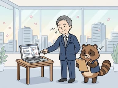 モックを見ながらお客様と認識をすり合わせる様子のイラスト