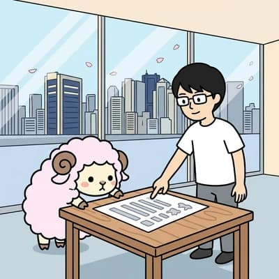 リスクの小さい対象業務を選定する様子のイラスト