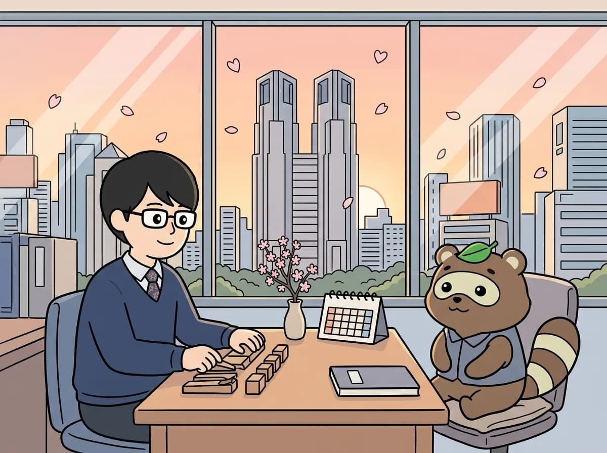 2024年 - 年末年始のお休みについてのイメージイラスト：ゼットリンカーの2024年年末年始休業のお知らせ（12月28日〜1月5日）。事業の基盤づくりと新サービス準備に注力した2024年の振り返り。2025年の抱負については新年のご挨拶で改めてお伝えします。