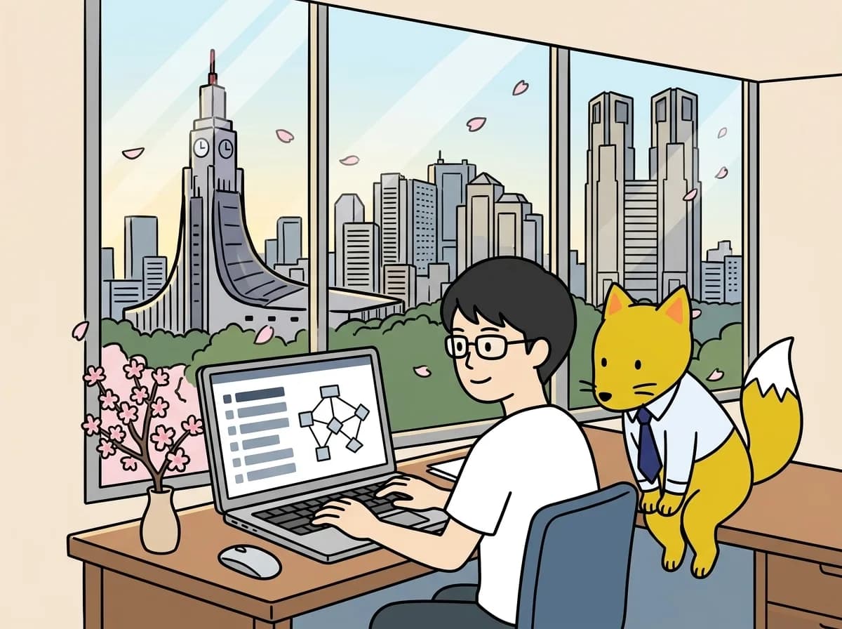 AIエンジニア職のイメージイラスト:LLMやRAGを使い、現場の時間を生み出すAI機能を実装します。