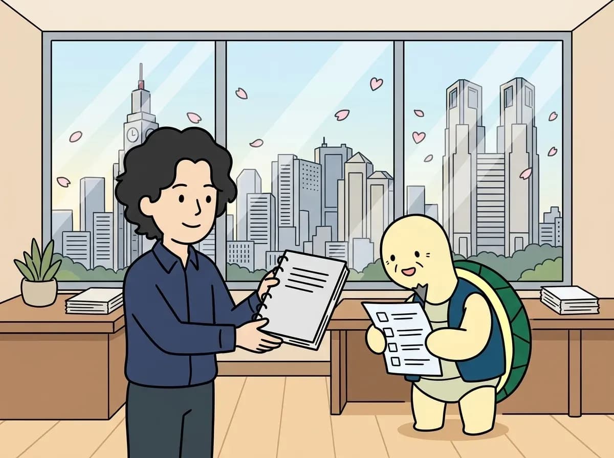 システムの運用資料を引き継ぐ様子のイラスト