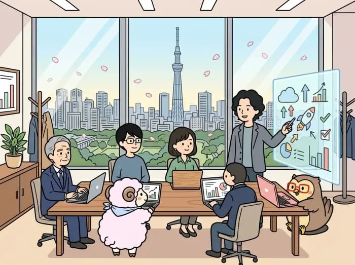 AI導入・DXコンサルティングの様子を表すイラスト