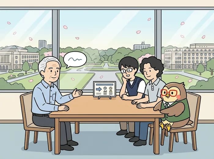 自治体・公共機関の業務効率化AIの様子を表すイラスト