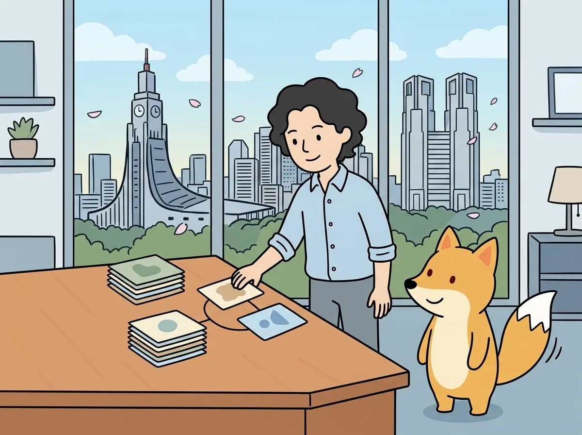 HRマッチングアプリ開発のイメージイラスト：求職者と企業をマッチングするWebアプリケーションを開発。Next.js + Ruby + AWS構成。