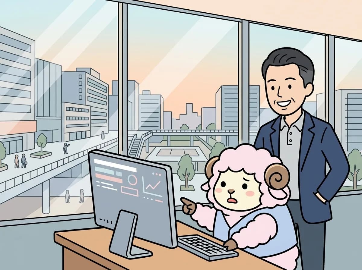 モニタリングのグラフ画面を見張っている様子を表すイラスト