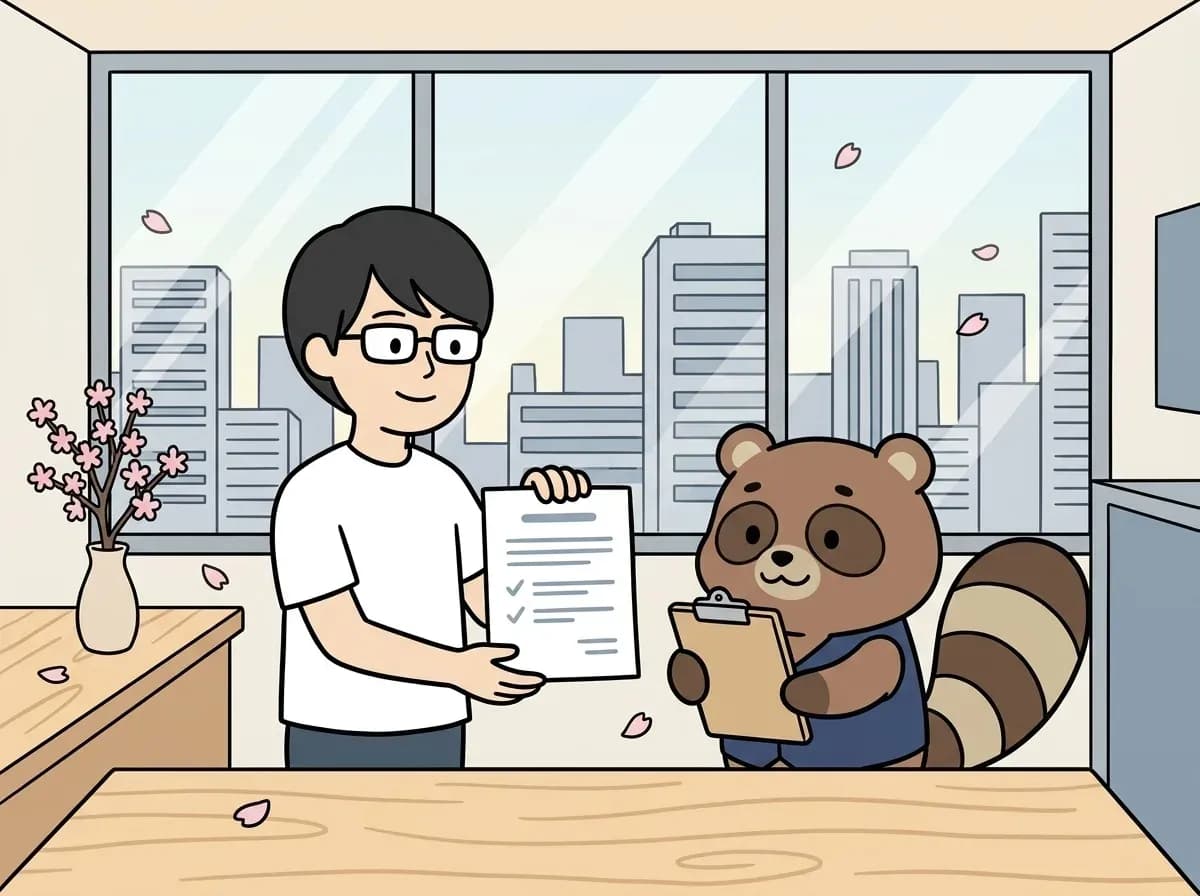 画面と資料を見ながら見積もりの内容を説明するイラスト