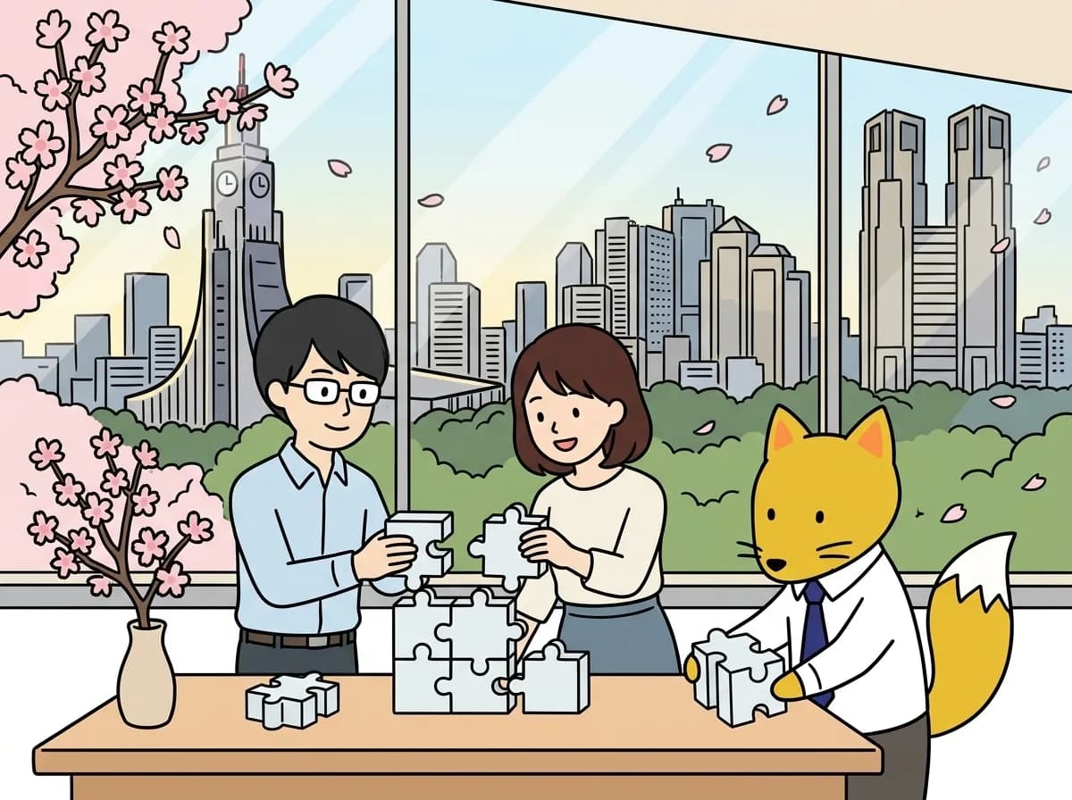 「受託開発の協力会社」のイメージイラスト:案件の外注・共同受注など、開発パートナーとして協力できる会社様を探しています。